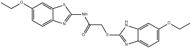 2-[(5-ethoxy-1H-benzimidazol-2-yl)sulfanyl]-N-(6-ethoxy-1,3-benzothiazol-2-yl)acetamide 구조식 이미지