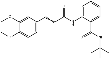 N-tert-butyl-2-{[(2E)-3-(3,4-dimethoxyphenyl)prop-2-enoyl]amino}benzamide 구조식 이미지