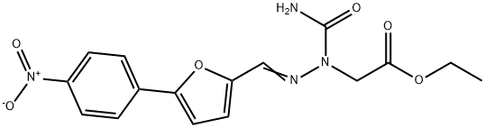 2-[1-(Aminocarbonyl)-2-[[5-(4-nitrophenyl)-2-furanyl]methylene]hydrazinyl]-acetic Acid Ethyl Ester 구조식 이미지