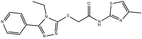 2-{[4-ethyl-5-(pyridin-4-yl)-4H-1,2,4-triazol-3-yl]sulfanyl}-N-(4-methyl-1,3-thiazol-2-yl)acetamide 구조식 이미지