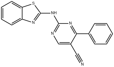 2-(1,3-benzothiazol-2-ylamino)-4-phenylpyrimidine-5-carbonitrile Structure