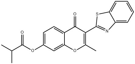 3-(1,3-benzothiazol-2-yl)-2-methyl-4-oxo-4H-chromen-7-yl 2-methylpropanoate Structure