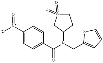 N-(1,1-dioxidotetrahydrothiophen-3-yl)-4-nitro-N-(thiophen-2-ylmethyl)benzamide 구조식 이미지