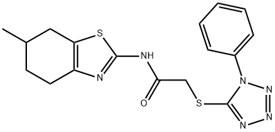 N-(6-methyl-4,5,6,7-tetrahydro-1,3-benzothiazol-2-yl)-2-[(1-phenyl-1H-tetrazol-5-yl)sulfanyl]acetamide 구조식 이미지