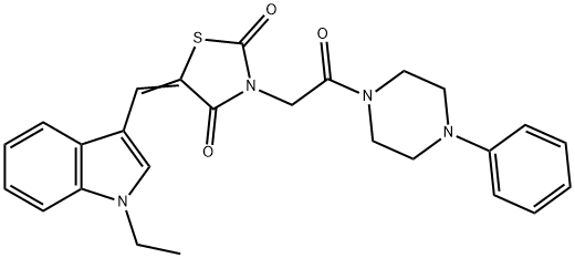 (5E)-5-[(1-ethyl-1H-indol-3-yl)methylidene]-3-[2-oxo-2-(4-phenylpiperazin-1-yl)ethyl]-1,3-thiazolidine-2,4-dione Structure