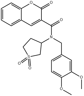 N-(3,4-dimethoxybenzyl)-N-(1,1-dioxidotetrahydrothiophen-3-yl)-2-oxo-2H-chromene-3-carboxamide 구조식 이미지