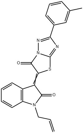 (3Z)-3-[2-(3-methylphenyl)-6-oxo[1,3]thiazolo[3,2-b][1,2,4]triazol-5(6H)-ylidene]-1-(prop-2-en-1-yl)-1,3-dihydro-2H-indol-2-one Structure