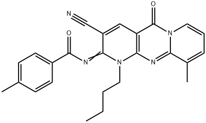 N-(1-butyl-3-cyano-10-methyl-5-oxo-1,5-dihydro-2H-dipyrido[1,2-a:2,3-d]pyrimidin-2-ylidene)-4-methylbenzamide Structure