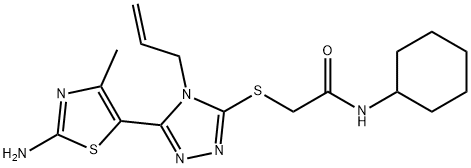2-{[4-allyl-5-(2-amino-4-methyl-1,3-thiazol-5-yl)-4H-1,2,4-triazol-3-yl]sulfanyl}-N-cyclohexylacetamide Structure