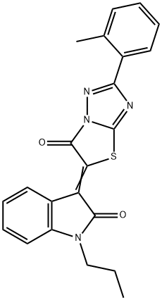(3Z)-3-[2-(2-methylphenyl)-6-oxo[1,3]thiazolo[3,2-b][1,2,4]triazol-5(6H)-ylidene]-1-propyl-1,3-dihydro-2H-indol-2-one 구조식 이미지