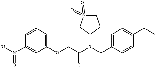 N-(1,1-dioxidotetrahydro-3-thienyl)-2-{3-nitrophenoxy}-N-(4-isopropylbenzyl)acetamide 구조식 이미지