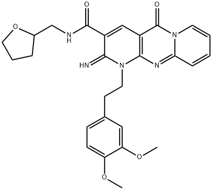 1-[2-(3,4-dimethoxyphenyl)ethyl]-2-imino-5-oxo-N-(tetrahydrofuran-2-ylmethyl)-1,5-dihydro-2H-dipyrido[1,2-a:2',3'-d]pyrimidine-3-carboxamide 구조식 이미지