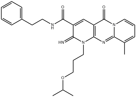 2-imino-10-methyl-5-oxo-N-(2-phenylethyl)-1-[3-(propan-2-yloxy)propyl]-1,5-dihydro-2H-dipyrido[1,2-a:2',3'-d]pyrimidine-3-carboxamide Structure