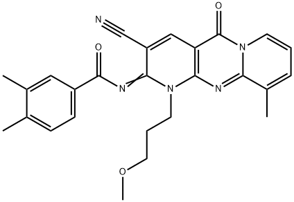 N-[3-cyano-1-(3-methoxypropyl)-10-methyl-5-oxo-1,5-dihydro-2H-dipyrido[1,2-a:2,3-d]pyrimidin-2-ylidene]-3,4-dimethylbenzamide Structure