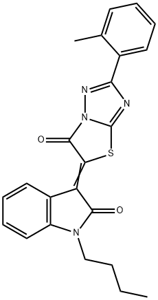 (3E)-1-butyl-3-[2-(2-methylphenyl)-6-oxo[1,3]thiazolo[3,2-b][1,2,4]triazol-5(6H)-ylidene]-1,3-dihydro-2H-indol-2-one Structure