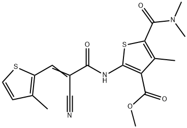 (E)-methyl 2-(2-cyano-3-(3-methylthiophen-2-yl)acrylamido)-5-(dimethylcarbamoyl)-4-methylthiophene-3-carboxylate 구조식 이미지