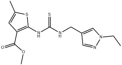 methyl 2-(3-((1-ethyl-1H-pyrazol-4-yl)methyl)thioureido)-5-methylthiophene-3-carboxylate Structure