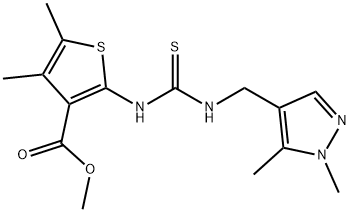 methyl 2-(3-((1,5-dimethyl-1H-pyrazol-4-yl)methyl)thioureido)-4,5-dimethylthiophene-3-carboxylate Structure