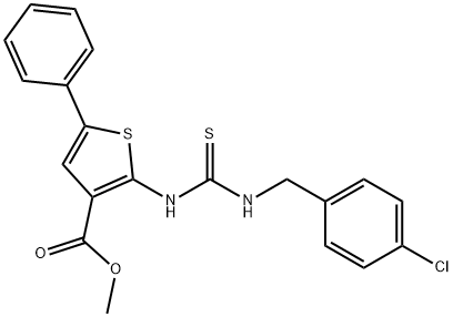 methyl 2-(3-(4-chlorobenzyl)thioureido)-5-phenylthiophene-3-carboxylate 구조식 이미지