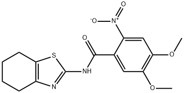 4,5-dimethoxy-2-nitro-N-(4,5,6,7-tetrahydro-1,3-benzothiazol-2-yl)benzamide Structure