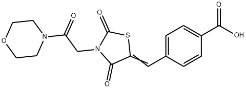 4-[(Z)-{3-[2-(morpholin-4-yl)-2-oxoethyl]-2,4-dioxo-1,3-thiazolidin-5-ylidene}methyl]benzoic acid 구조식 이미지