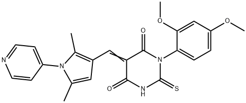(5E)-1-(2,4-dimethoxyphenyl)-5-{[2,5-dimethyl-1-(pyridin-4-yl)-1H-pyrrol-3-yl]methylidene}-2-thioxodihydropyrimidine-4,6(1H,5H)-dione Structure