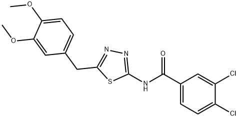 3,4-dichloro-N-[5-(3,4-dimethoxybenzyl)-1,3,4-thiadiazol-2-yl]benzamide 구조식 이미지