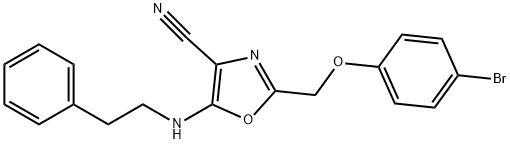 2-[(4-bromophenoxy)methyl]-5-[(2-phenylethyl)amino]-1,3-oxazole-4-carbonitrile 구조식 이미지
