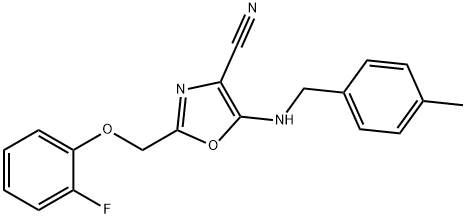 2-[(2-fluorophenoxy)methyl]-5-[(4-methylbenzyl)amino]-1,3-oxazole-4-carbonitrile 구조식 이미지
