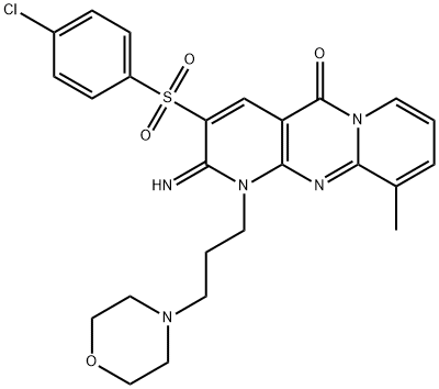 3-[(4-chlorophenyl)sulfonyl]-2-imino-10-methyl-1-[3-(morpholin-4-yl)propyl]-1,2-dihydro-5H-dipyrido[1,2-a:2',3'-d]pyrimidin-5-one 구조식 이미지