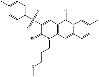 2-imino-1-(3-methoxypropyl)-8-methyl-3-[(4-methylphenyl)sulfonyl]-1,2-dihydro-5H-dipyrido[1,2-a:2,3-d]pyrimidin-5-one 구조식 이미지