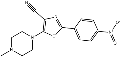 5-(4-methylpiperazin-1-yl)-2-(4-nitrophenyl)-1,3-oxazole-4-carbonitrile 구조식 이미지