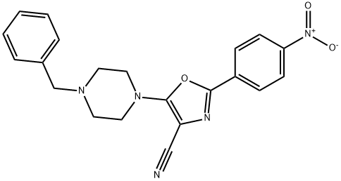 5-(4-benzylpiperazin-1-yl)-2-(4-nitrophenyl)-1,3-oxazole-4-carbonitrile 구조식 이미지