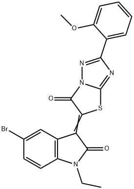 (3Z)-5-bromo-1-ethyl-3-[2-(2-methoxyphenyl)-6-oxo[1,3]thiazolo[3,2-b][1,2,4]triazol-5(6H)-ylidene]-1,3-dihydro-2H-indol-2-one 구조식 이미지
