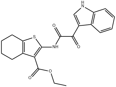 ethyl 2-{[1H-indol-3-yl(oxo)acetyl]amino}-4,5,6,7-tetrahydro-1-benzothiophene-3-carboxylate 구조식 이미지