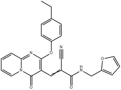 (2E)-2-cyano-3-[2-(4-ethylphenoxy)-4-oxo-4H-pyrido[1,2-a]pyrimidin-3-yl]-N-(furan-2-ylmethyl)prop-2-enamide 구조식 이미지