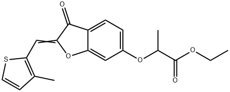 ethyl 2-({(2Z)-2-[(3-methylthiophen-2-yl)methylidene]-3-oxo-2,3-dihydro-1-benzofuran-6-yl}oxy)propanoate 구조식 이미지