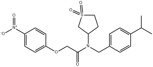 N-(1,1-dioxidotetrahydrothiophen-3-yl)-2-(4-nitrophenoxy)-N-[4-(propan-2-yl)benzyl]acetamide 구조식 이미지
