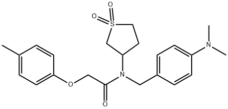 N-[4-(dimethylamino)benzyl]-N-(1,1-dioxidotetrahydrothiophen-3-yl)-2-(4-methylphenoxy)acetamide 구조식 이미지