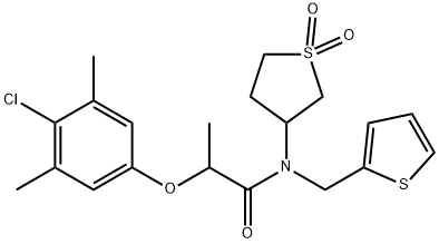 2-(4-chloro-3,5-dimethylphenoxy)-N-(1,1-dioxidotetrahydrothiophen-3-yl)-N-(thiophen-2-ylmethyl)propanamide Structure