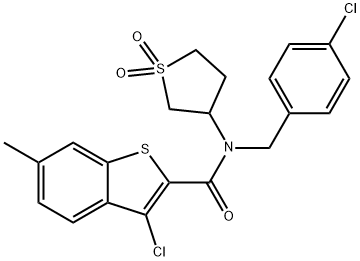 3-chloro-N-(4-chlorobenzyl)-N-(1,1-dioxidotetrahydrothiophen-3-yl)-6-methyl-1-benzothiophene-2-carboxamide Structure