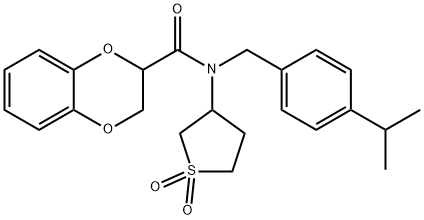 N-(1,1-dioxidotetrahydrothiophen-3-yl)-N-[4-(propan-2-yl)benzyl]-2,3-dihydro-1,4-benzodioxine-2-carboxamide 구조식 이미지