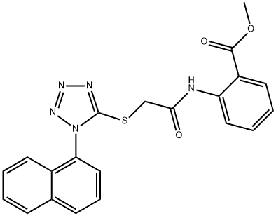 methyl 2-(2-(1-(naphthalen-1-yl)-1H-tetrazol-5-ylthio)acetamido)benzoate Structure