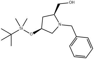 2-Pyrrolidinemethanol,4-[[(1,1-dimethylethyl)dimethylsilyl]oxy]-1-(phenylmethyl)-,(2S,4S)- Structure