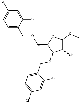 메틸3,5-디-O-(2,4-디클로로벤질)-D-리보푸라노시드 구조식 이미지