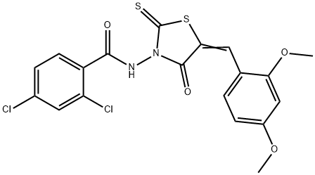 2,4-dichloro-N-[(5Z)-5-(2,4-dimethoxybenzylidene)-4-oxo-2-thioxo-1,3-thiazolidin-3-yl]benzamide Structure