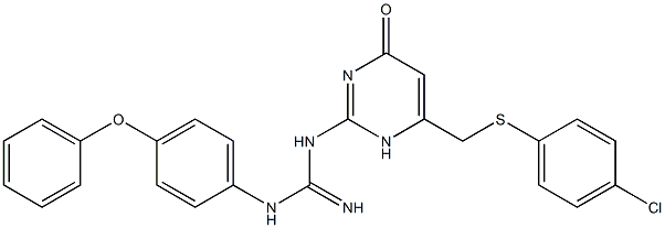 1-(6-{[(4-chlorophenyl)sulfanyl]methyl}-4-oxo-1,4-dihydropyrimidin-2-yl)-3-(4-phenoxyphenyl)guanidine 구조식 이미지