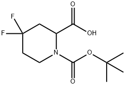 1-(tert-부톡시카르보닐)-4,4-디플루오로피페리딘-2-카르복실산 구조식 이미지