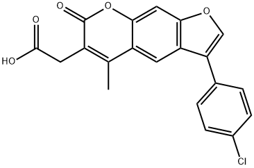 [3-(4-Chloro-phenyl)-5-methyl-7-oxo-7H-furo[3,2-g]chromen-6-yl]-acetic acid 구조식 이미지