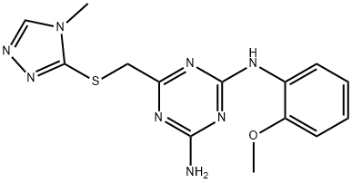 N-(2-methoxyphenyl)-6-{[(4-methyl-4H-1,2,4-triazol-3-yl)sulfanyl]methyl}-1,3,5-triazine-2,4-diamine 구조식 이미지